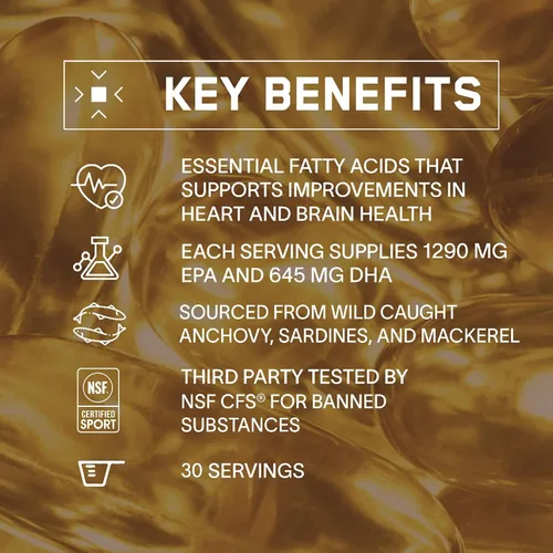 Miniatura 3 de BARE PERFORMANCE NUTRITION, BPN Strong Omega Fish Oil Soft Gel, 1290 mg de aceite de pescado por cápsula, pescado capturado silvestre, de origen