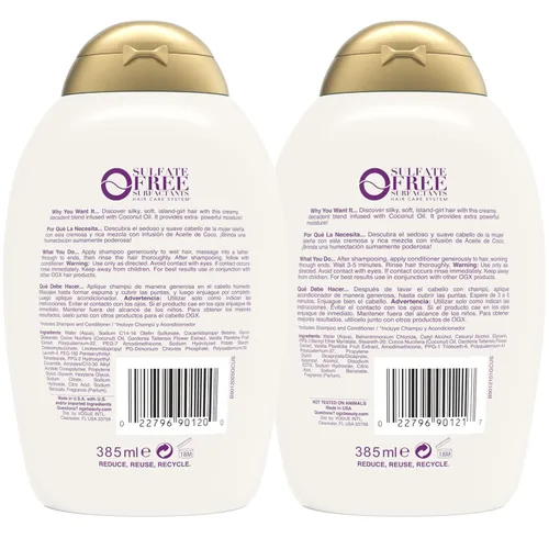 Miniatura 8 de OGX Extra Strength Damage Remedy + Coconut Miracle Oil Champú y acondicionador para cabello seco, encrespado o grueso, acondicionador hidratante