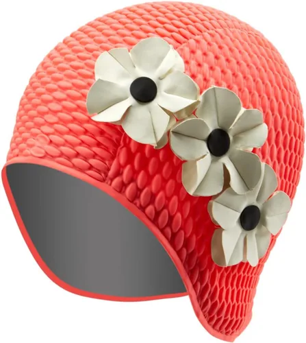 Miniatura 15 de Sporti Gorro de Natación de Burbujas, Gorro de Baño de Protección para Mujeres, Agarre Interior Antideslizante, Hecho de Látex/Goma y Mantiene