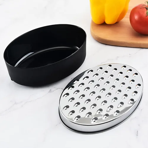Miniatura 6 de Rallador de queso de acero inoxidable con recipiente de almacenamiento hermético, rallador de caja para cocina, triturador para parmesano, queso