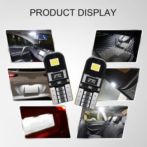 Miniatura 6 de 10 bombillas LED 194, T10 2835 W5W 2SMD Chipsets 6000K blanco luces de matrícula, repuesto para interior de coche, cúpula de mapa, puerta, lectura