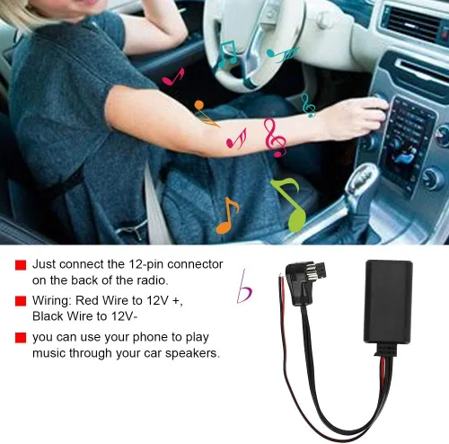 Miniatura 2 de Adaptador Bluetooth para automóvil, adaptador AUX Bluetooth ABS negro para audio para automóvil, módulo estéreo de enchufe de repuesto, adaptador