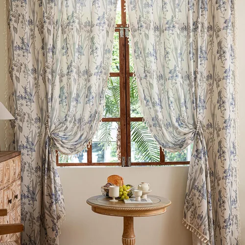 Miniatura 45 de Cortinas florales de granja semiopacas para sala de estar, de 63 pulgadas de largo, mezcla de lino y algodón, paneles de cortina de ventana cortos