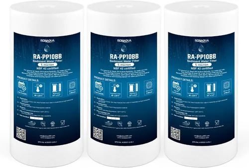Miniatura 11 de Ronaqua Cartucho de filtro de agua de repuesto de sedimentos grandes de 20 x 4.5 pulgadas, 5 micras, certificado NSF, para toda la casa, compatible