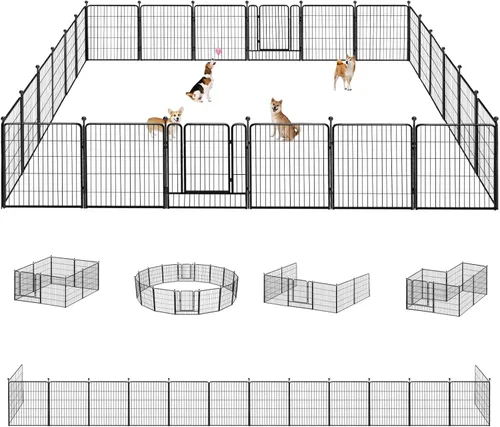 Miniatura 23 de Corralito para perros de 40 pulgadas, 32 paneles, para interiores y exteriores, para perros grandes, medianos y pequeños, valla de metal resistente