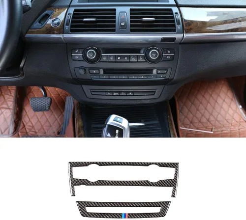 Miniatura 2 de coche aire acondicionado ajuste volumen marco pegatinas accesorios fibra de carbono suave para BMW X5 E70 X6 E71 2008-2013