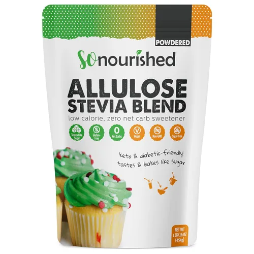 So Nourished Stevia con edulcorante de alulosa en polvo, sustituto de azúcar 1:1, Keto - 0 calorías, 0 carbohidratos netos, sin OMG (1 libra/16