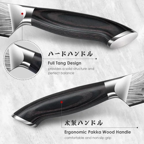 Miniatura 4 de SHAN ZU - Cuchillo de carnicero de acero en polvo de alto carbono, cuchillo de 12 pulgadas para cortar, deshuesar y rebanar carne con mango