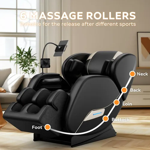Miniatura 2 de Silla de masaje AnoYishev 2026 de cuerpo completo, sillón reclinable de masaje Shiatsu de gravedad cero con pista SL, escaneo corporal, 6 rodillos