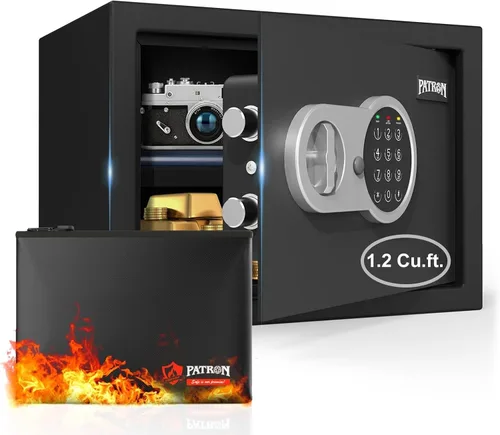 Miniatura 12 de [1.2 pies cúbicos] Caja de seguridad PATRON con llave, seguridad digital para el hogar, cajas fuertes de gabinete para documentos en efectivo, cajas