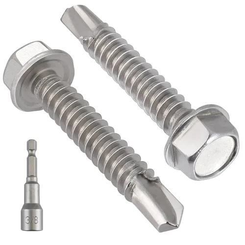 Miniatura 31 de VGBUY 170 tornillos autoperforantes para metal, tornillos autorroscantes de chapa metálica de acero inoxidable 410 #10 x 3/4 pulgadas, tornillos