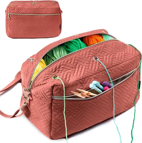 Miniatura 10 de MYBAGZING Organizador de bolsas de ganchillo - Bolsa de tejer - Organizador de almacenamiento de hilo - Bolsa de hilo para ganchillo - Soporte