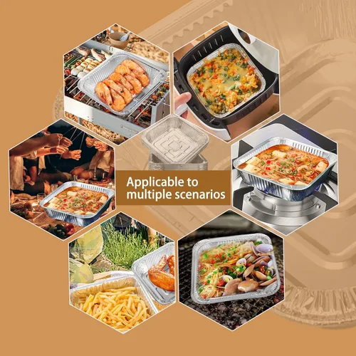 Miniatura 5 de Forros de papel de aluminio antiadherentes desechables para freidora de aire, cuadrados, 50 piezas, papel de aluminio a prueba de aceite también