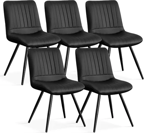 Miniatura 24 de Sillas de comedor, modernas sillas de comedor con cojines gruesos, sillas tapizadas de piel sintética para cocina, comedor con patas de metal