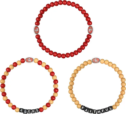 Miniatura 3 de FOCO NFL unisex-adult NFL Team Logo Officially Licensed 3-Pack Beaded Friendship Bracelets