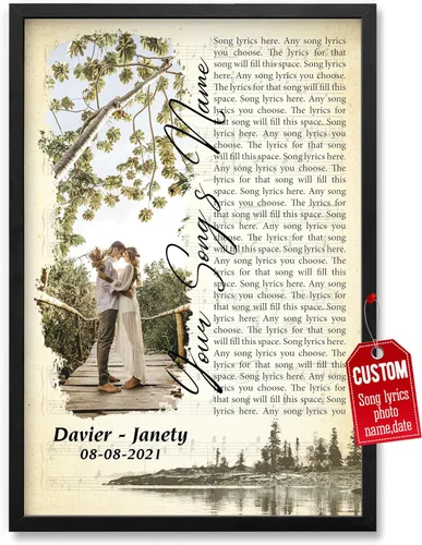 Miniatura 27 de H-DEWALL Póster personalizado de letras de canciones, regalos de cumpleaños para esposo para dormitorio, discos de vinilo, fotos, regalos para él