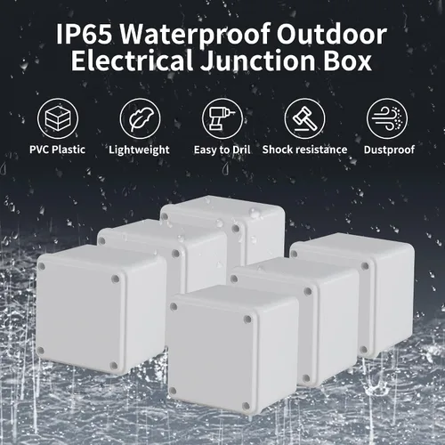 Miniatura 4 de Paquete de 6 cajas de 4" x 4" x 3" de plástico PVC a prueba de polvo e impermeables IP65, cajas de conexiones y conductos para proyectos, gabinete