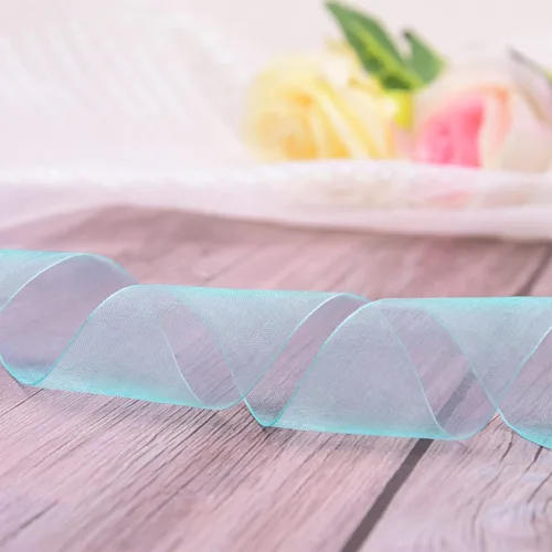 Miniatura 4 de Hapeper Cinta de organza transparente de 1-1/2 pulgadas, 50 yardas/rollo (Azul Lago)