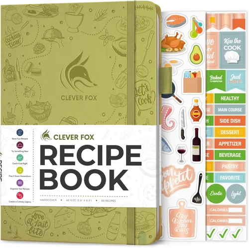 Miniatura 24 de Clever Fox Libro de recetas - Libro de cocina familiar en blanco - Diario de cocina vacío - Organizador de cuadernos para escribir recetas - Turquesa
