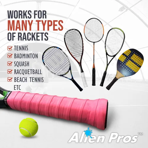 Miniatura 5 de Alien Pros - Cinta de agarre para raqueta de tenis (6, 12 o 60 agarres), agarre de tenis precortado y con sensación seca, cinta de agarre