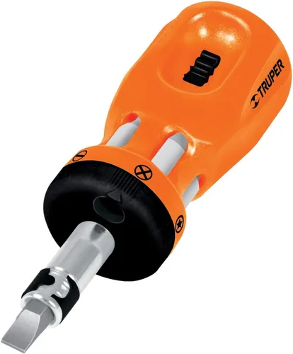 Destornillador con giro tipo trinquete, 6 puntas dobles, blister