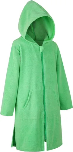 Miniatura 11 de MissShorthair Bata de toalla con capucha para niños, cubierta de playa con cremallera, bata cambiadora de natación para niños, poncho de baño
