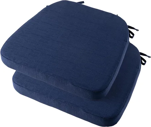 Miniatura 19 de Battilo - Cojines para sillas de comedor con lazos, almohadilla para silla de cocina para interiores y exteriores con respaldo antideslizante, cojín