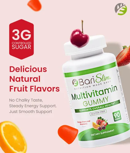 Miniatura 4 de BariSlim Gomitas multivitamínicas masticables bariátricas, vitaminas gomosas especialmente formuladas para pacientes después de una cirugía