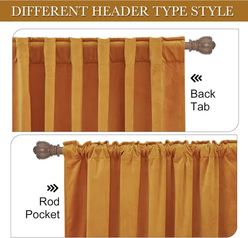 Miniatura 3 de RYB HOME Cortinas de terciopelo dorado de 102 pulgadas, pestaña trasera, tela suave para oscurecer la habitación, aislamiento térmico, cortinas