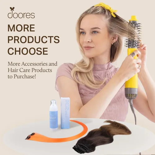 Miniatura 8 de DOORES - Extensiones de cabello humano real, liso, natural con clip, color balayage marrón oscuro a castaño, 12 pulgadas, 7 unidades, 2.82 onzas
