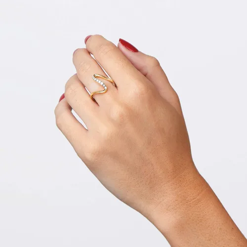 Miniatura 5 de Ross-Simons 0.25 ct. t.w. Diamond Wave Ring in 18kt Gold Over Sterling