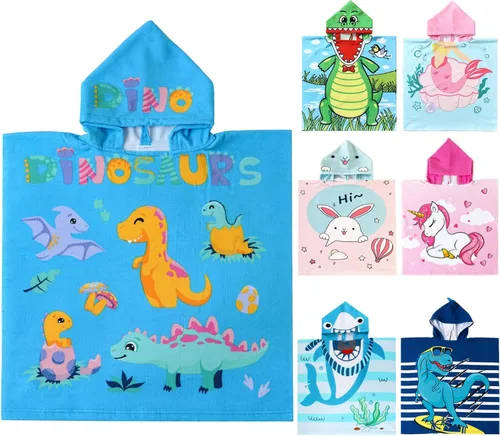 Miniatura 9 de NovForth Toalla de Playa para Niños y Niñas, Envoltorio de Toalla de Baño con Capucha de Cocodrilo, Toalla de Piscina para Niños Pequeños con Capucha