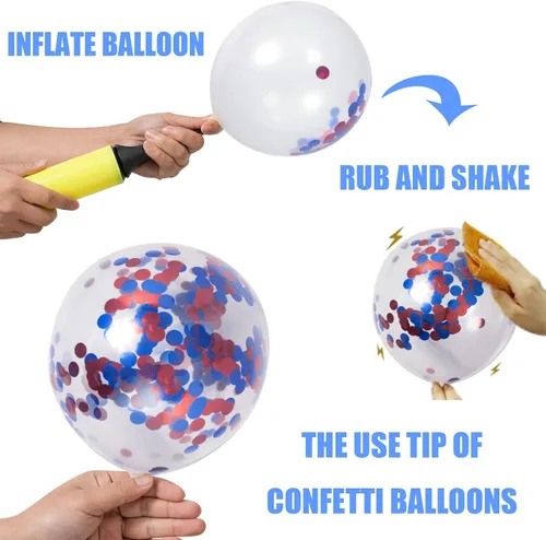 Miniatura 4 de Kit de 62 globos rojos, blancos y azules - Globos de fiesta con confeti rojo, blanco y azul de 12 pulgadas para el 4 de julio, Día de la Rojo y azul