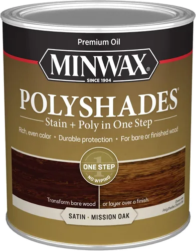 Miniatura 52 de Minwax PolyShades Tinte de Madera + Acabado de Poliuretano – Cuarto, Roble Misión, Brillo Mission Oak