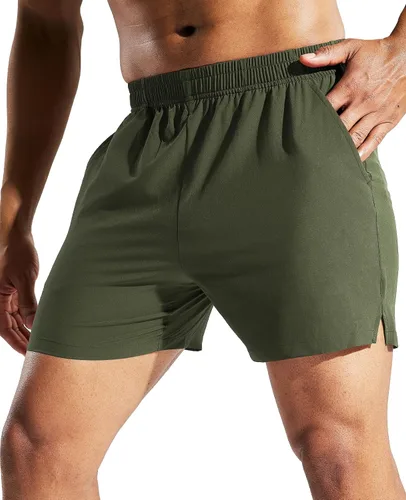 MIER Pantalones cortos deportivos para correr de 5 pulgadas para hombre con bolsillos, de secado rápido, ligeros, pantalones cortos de entrenamiento