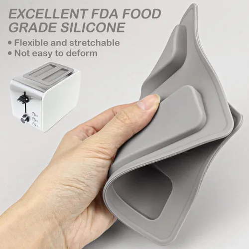 Miniatura 3 de 2 tapas de silicona para tostadora, cubierta de suciedad para tostadora, protector superior para máquina de pan, máquina de sándwich (gris)