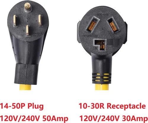 Miniatura 2 de ONETAK NEMA 14-50P a 10-30R 120V/240V 50 Amp 4 clavijas macho enchufe a 3 clavijas hembra receptáculo generador secador soldador secadora de ropa