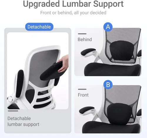 Miniatura 5 de HYLONE Silla de oficina resistente de 400 libras, silla de escritorio ergonómica con asiento engrosado de 5 pulgadas con reposabrazos ajustables
