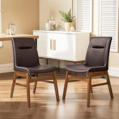 Miniatura 36 de SyMax Juego de 6 sillas de comedor de piel sintética con borde cosido, modernas sillas laterales de cocina de alta gama para dormitorio, sala