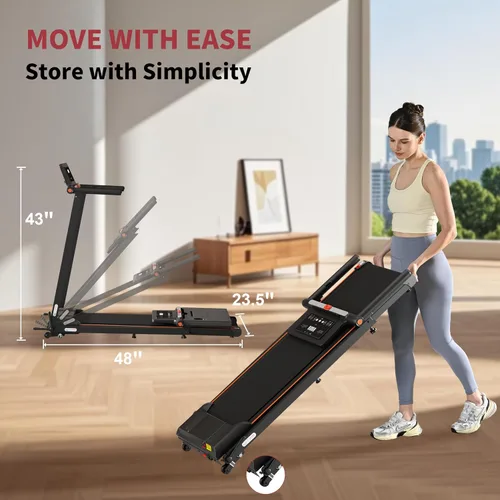 Miniatura 6 de Caminadora 4 en 1 con control remoto inclinado compacto 3.0HP plegable debajo del escritorio para oficina en casa, fitness, capacidad de 300 libras