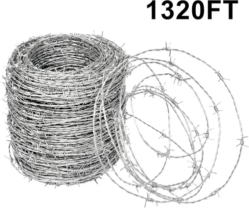 Miniatura 2 de Alambre de púas real de 1320 pies, rollo de alambre de púas de 4 puntos calibre 18 para manualidades, vallas, disuasorio de bichos, comedero