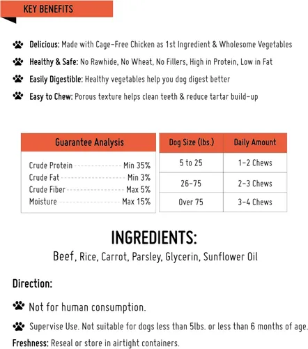 Miniatura 6 de LuvChew Palitos masticables para perros de ternera, palitos inflados de carne de res de grado humano, alternativa de cuero crudo, fácil de digerir