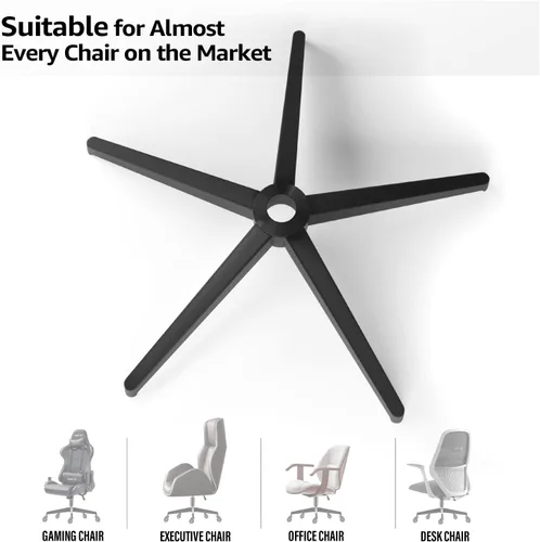 Miniatura 6 de Sytopia Reemplazo de base de silla de oficina resistente de 28 pulgadas con patas de metal cruzadas (2400 libras), cilindro de gas universal y Negro