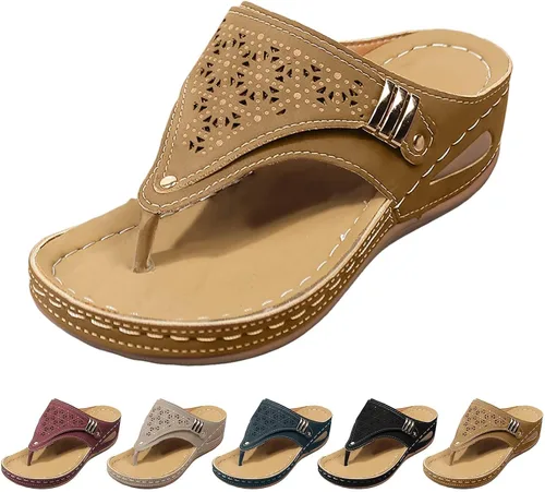 Miniatura 18 de Generic Sandalias ortopédicas de cuña con soporte de arco para mujer, sandalias informales de punta abierta, unisex para adultos