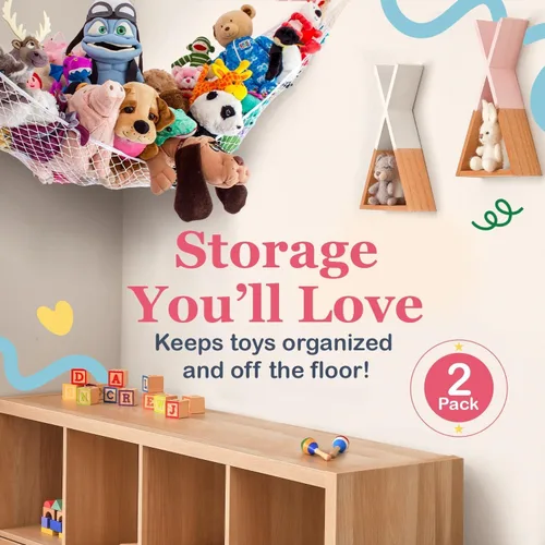 Miniatura 2 de Lilly's Love Hamaca grande para animales de peluche, organizador colgante de esquina, almacenamiento de juguetes, red de almacenamiento de animales