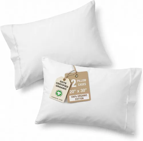 Miniatura 53 de Lane Linen - Juego de 2 fundas de almohada, 100% algodón orgánico puro, tamaño king, color amarillo claro/vainilla (20 x 36 pulgadas)