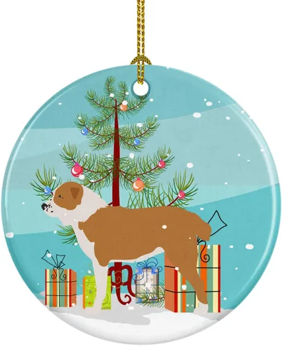 Miniatura 62 de Caroline's Treasures Bulldog inglés «Merry Christmas» adorno de cerámica para árbol de Navidad, decoración colgante para el hogar, Navidad, fiestas