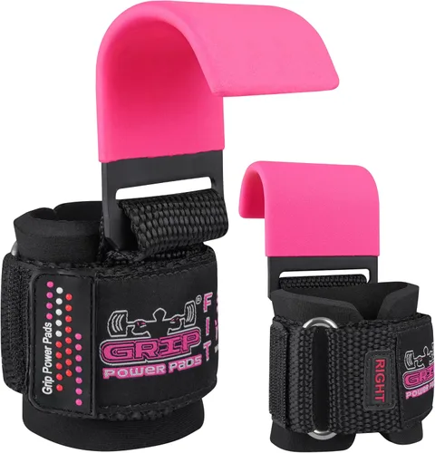Miniatura 4 de Ganchos de acero para levantamiento de pesas de alta resistencia, juego de 2 guantes de entrenamiento acolchados de alta calidad Rosa clásico
