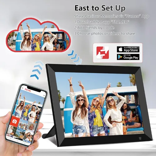 Miniatura 6 de Marco de fotos digital inteligente con WiFi de 32 GB de 10.1 pulgadas con sensor de movimiento y función de programación, pantalla táctil LCD IPS