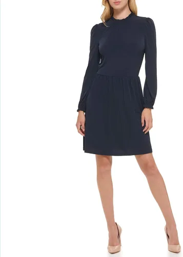 Miniatura 4 de Tommy Hilfiger Vestido de manga larga con cuello con volantes para mujer